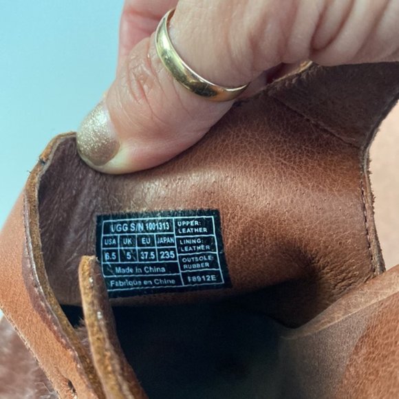 Ugg Brown Calf Hair Peep Toe Platform Heels Size 36.5 - Picture 6 of 10